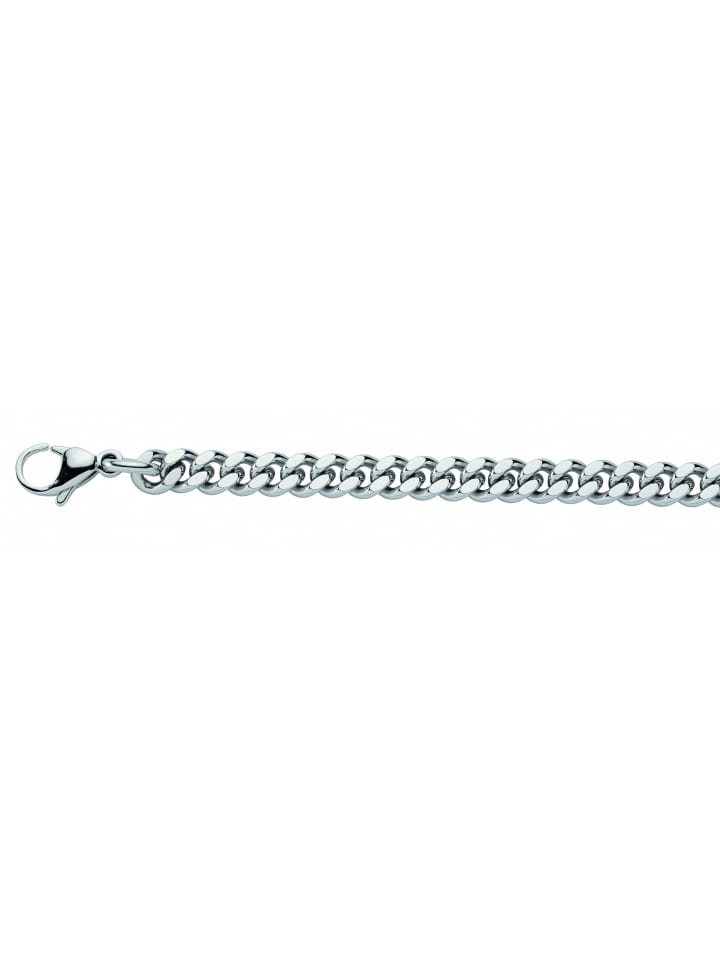 Damen Edelstahl Flach Panzer Halskette 60 cm Ø 6,4 mm in silber