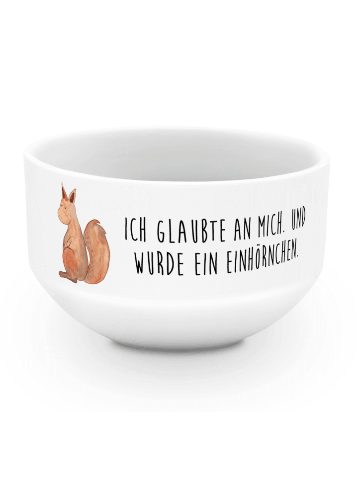 Salatschüssel Einhorn Glauben mit Spruch in Weiß