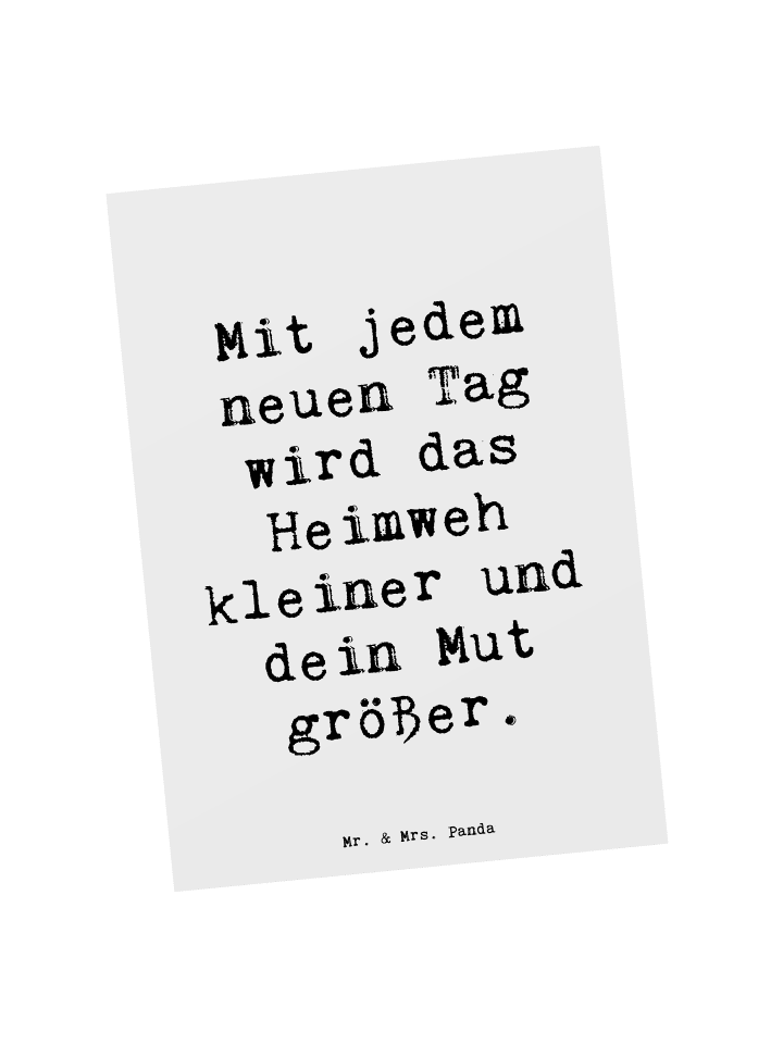 Postkarte Spruch Heimweh überwinden Mut mit Spruch in Weiß