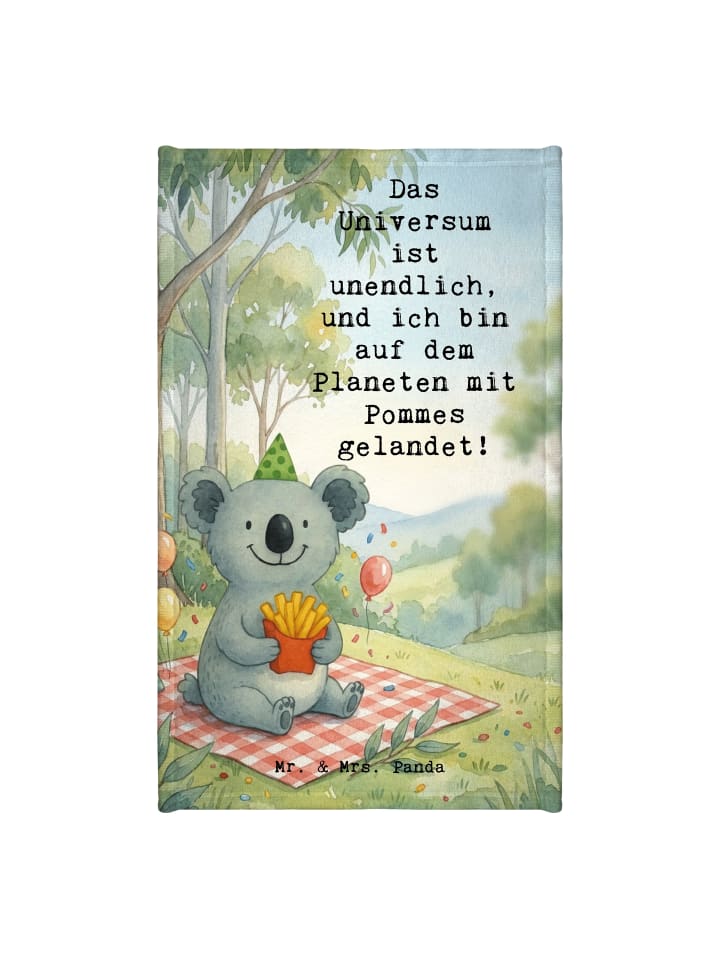 Gästehandtuch Koala Pommes Design mit Spruch in Weiß