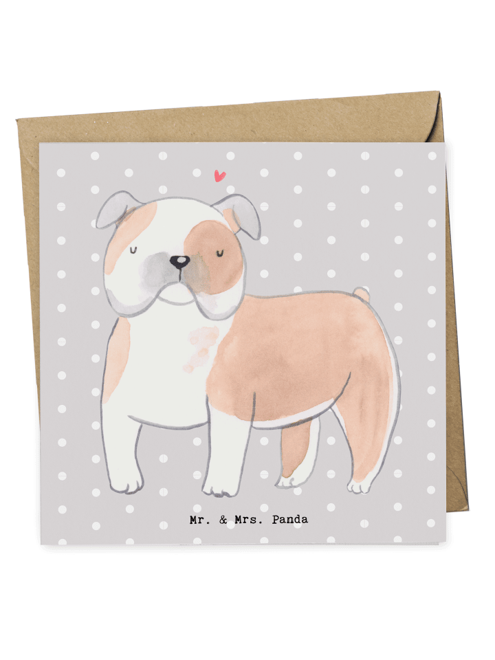 Deluxe Karte Englische Bulldogge Lebensretter o... in Grau Pastell