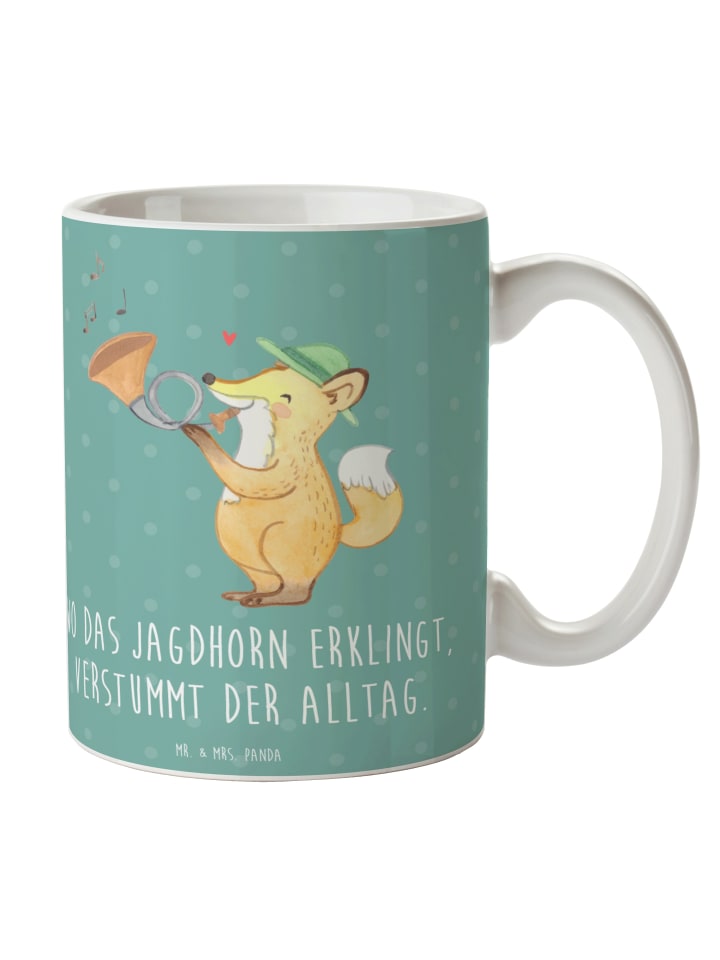 Tasse Jagdhorn Melodie mit Spruch in Meeresbrise