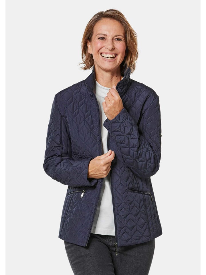 Kurzgröße: Winterjacke mit Stehkragen in taubenblau / marine