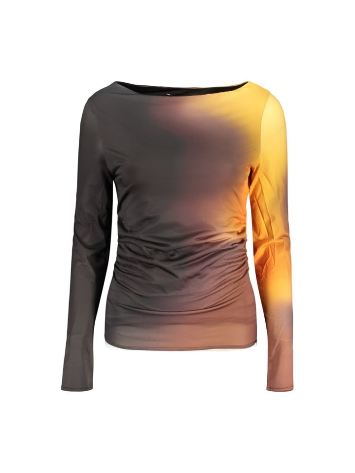 Schwarz Polyester Damen Langarmshirt