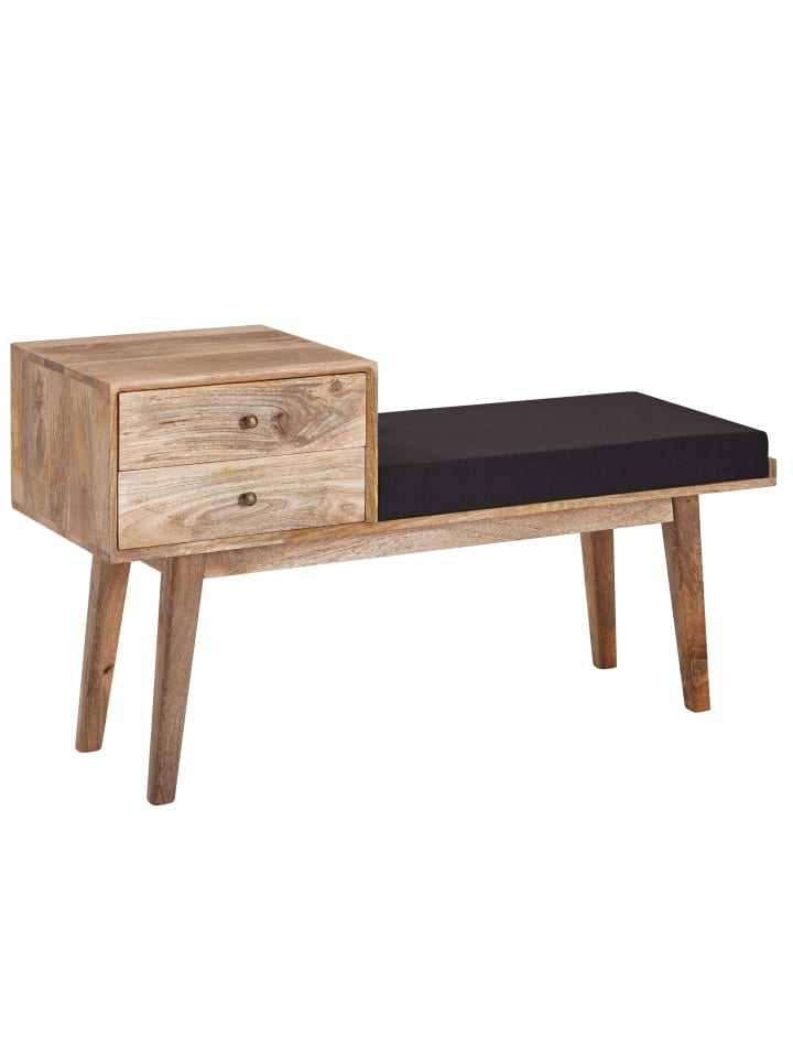 Sitzbänk in Schwarz / Mango / 120x40x65
