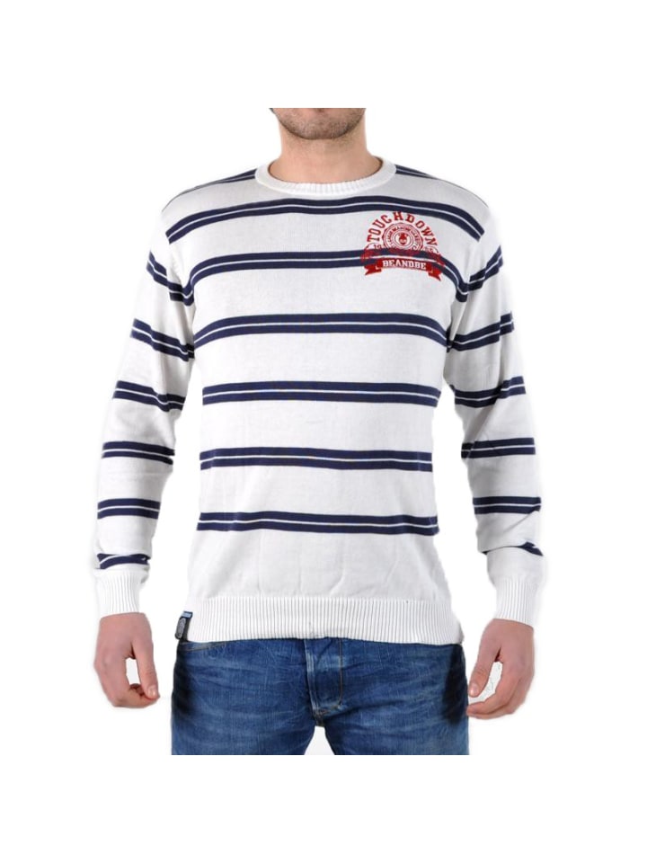Gestreifter „Be And Be Touchdown“-Pullover Weiß