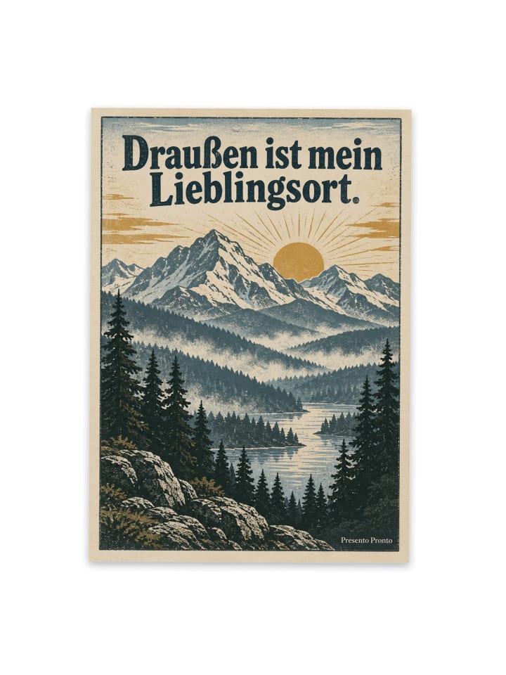 Postkarte Berg abenteuerlich Design mit Spruch in Weiß