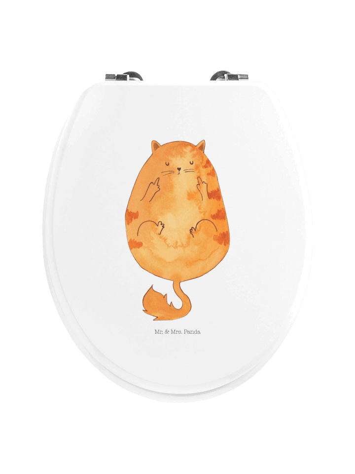 Toilettendeckel Katze Mittelfinger ohne Spruch in Weiß