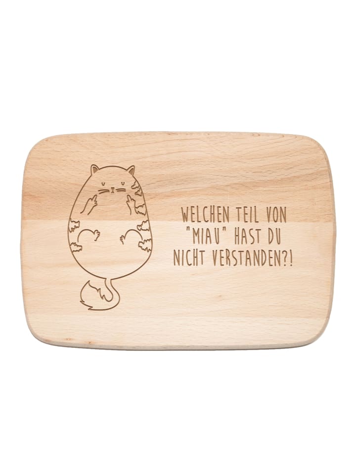 Holzbrett Katze Mittelfinger mit Spruch in Transparent