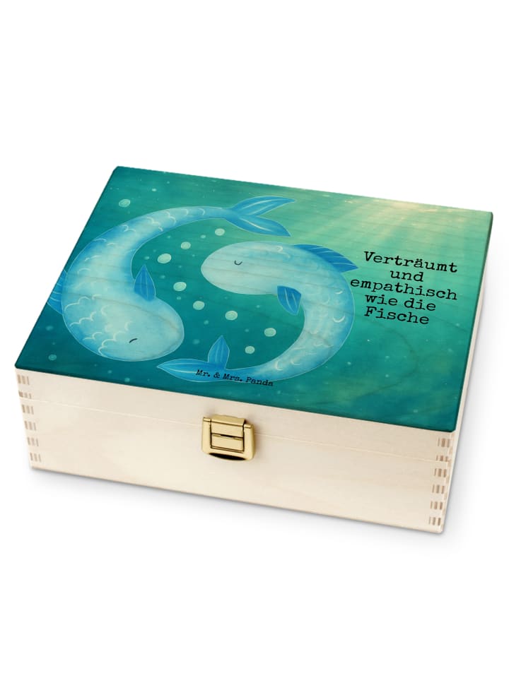 Teebox Sternzeichen Fische Design mit Spruch in Weiß