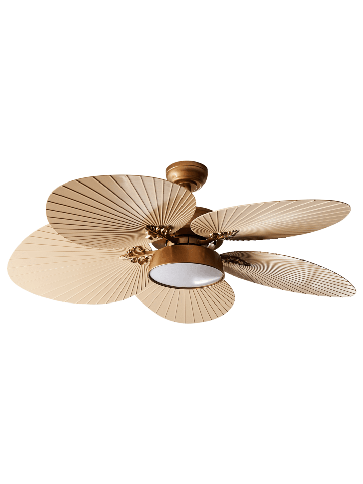 2-tlg Deckenventilator mit Licht BORMEJO in Gold/Beige