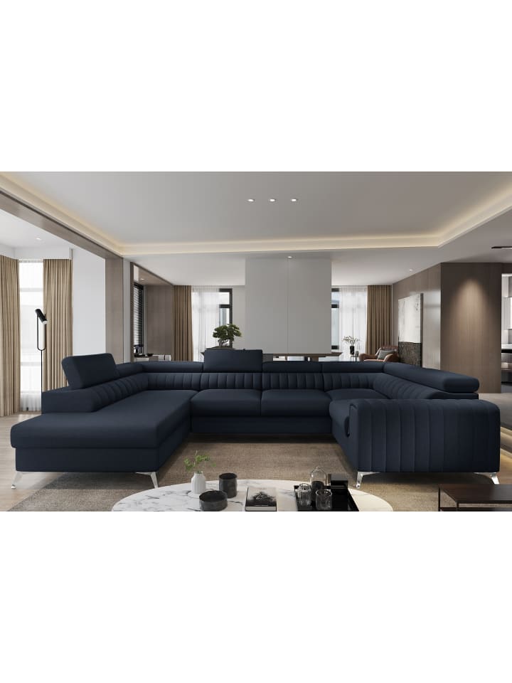 Luisa Recamiere Links in Blau -  (L) 202 x (B) 347 x (H) 92 cm
