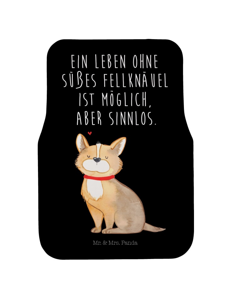Fußmatte Auto Hund Glück mit Spruch in Schwarz