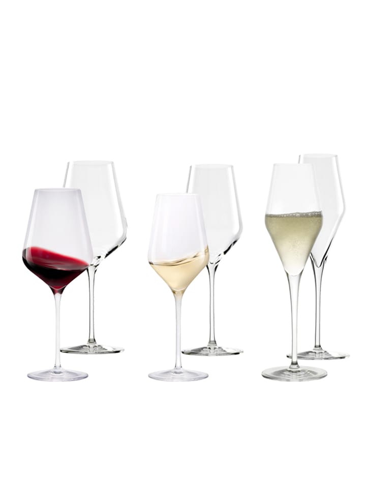 6er Set Wein- und Sektgläser Quatrophil in Transparent