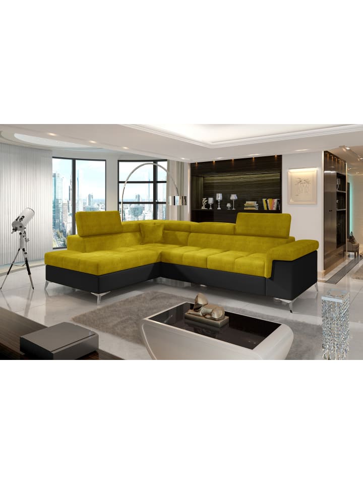 Eduardo Recamiere Links in Senf - (L) 202 x (B) 275 x (H) 88 cm