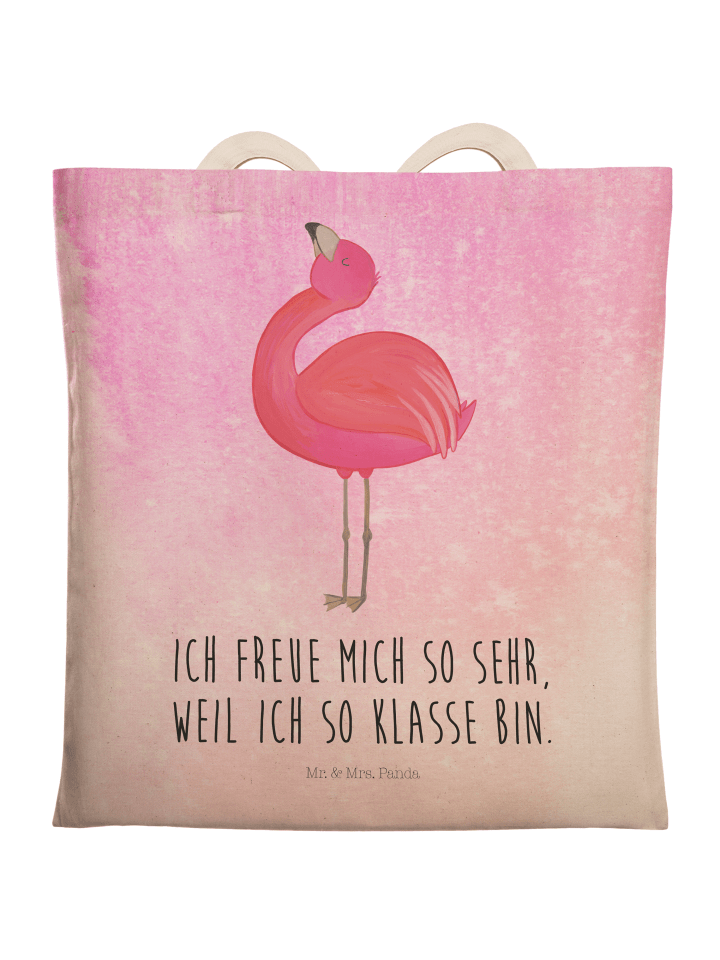 Umhängetasche Flamingo Stolz mit Spruch in Aquarell Pink