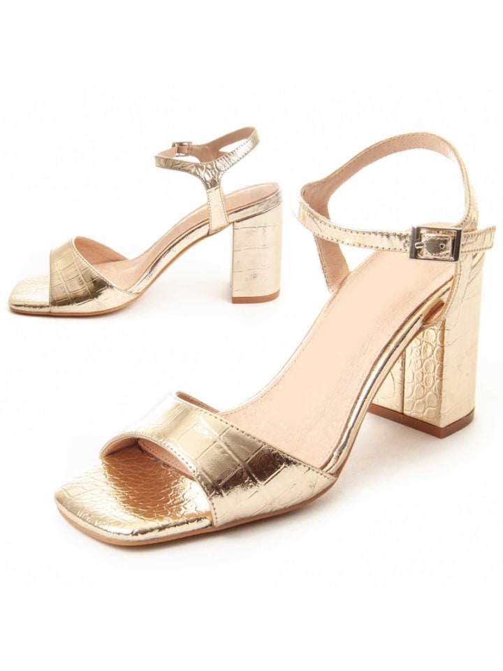 Goldfarbene Sandalen mit Absatz in Golden
