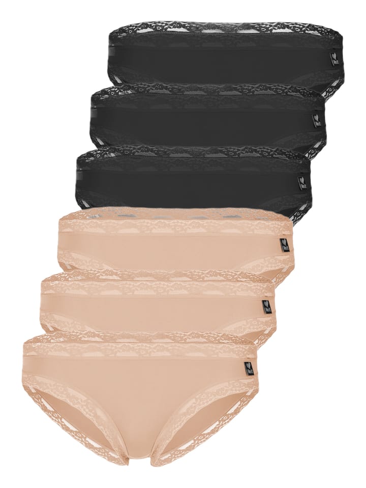 6er Pack Minislip in schwarz-nude