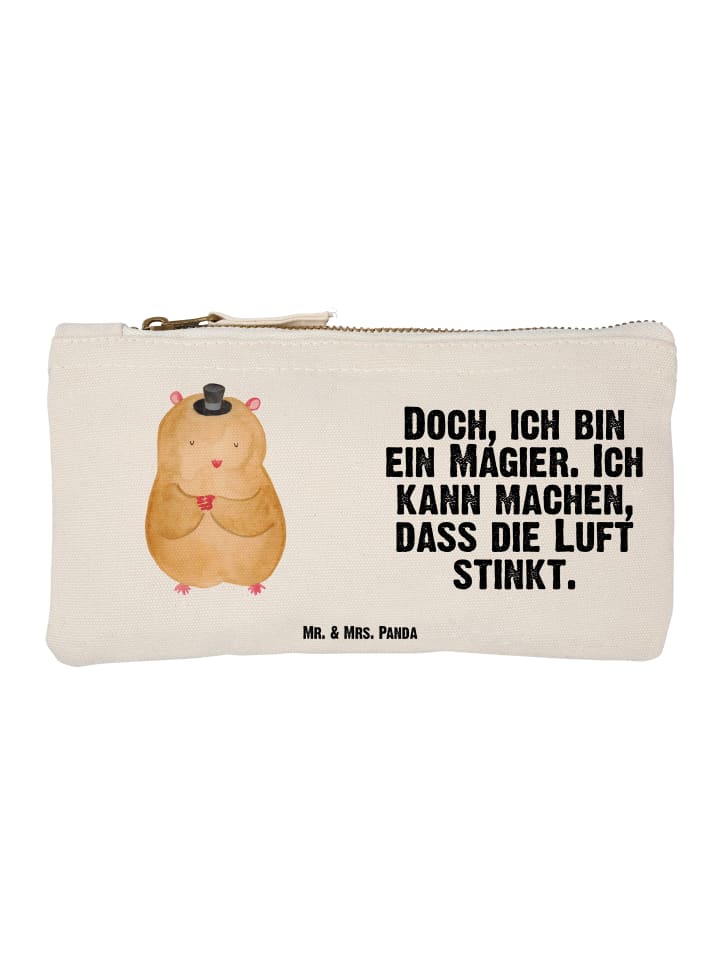 Kulturtasche Hamster Hut mit Spruch in Weiß