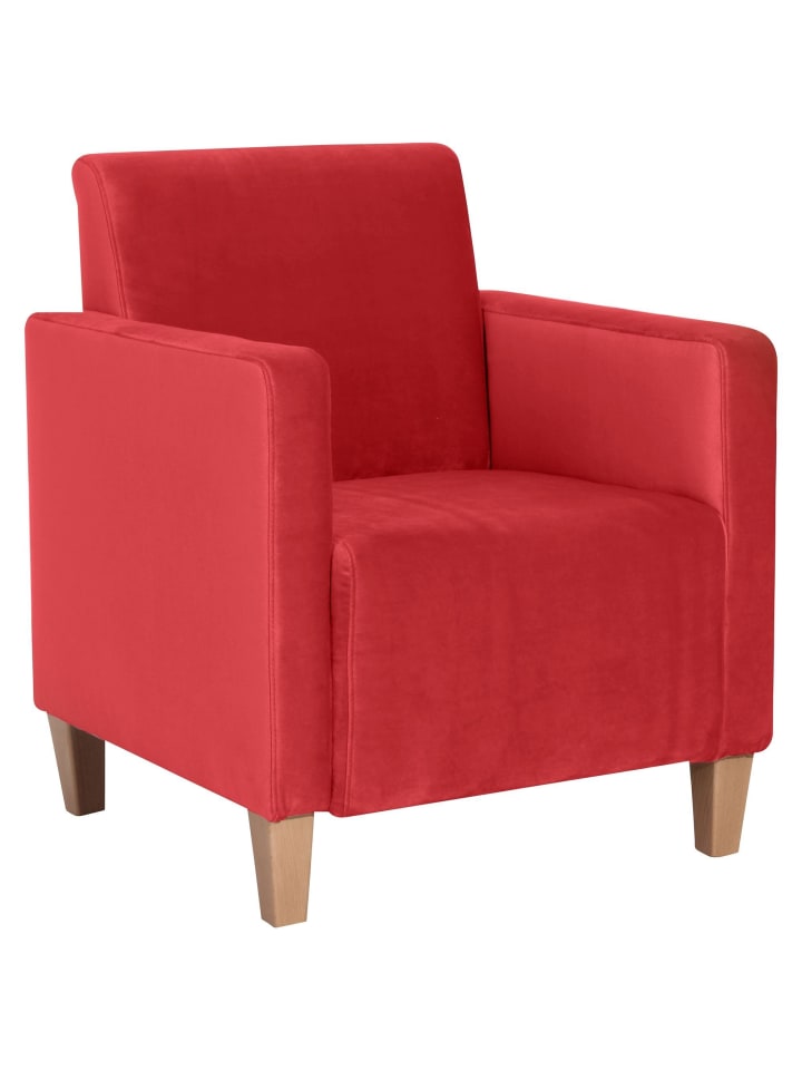 SESSEL Karol Bezug Samtvelours Buche natur / rot