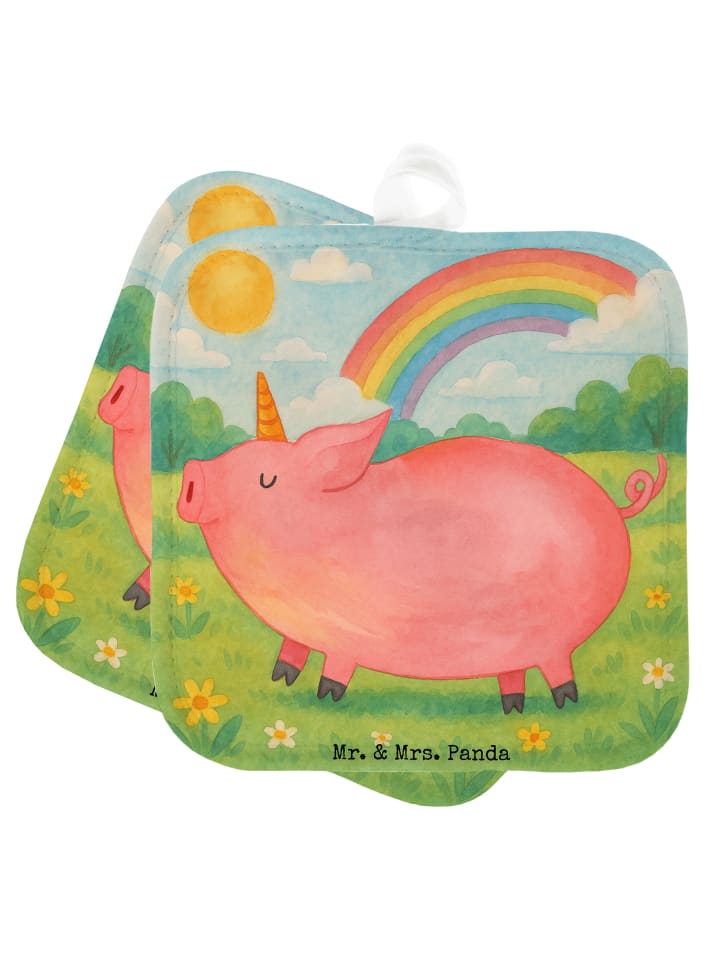 Topflappen Einhorn Schwein Design ohne Spruch in Weiß