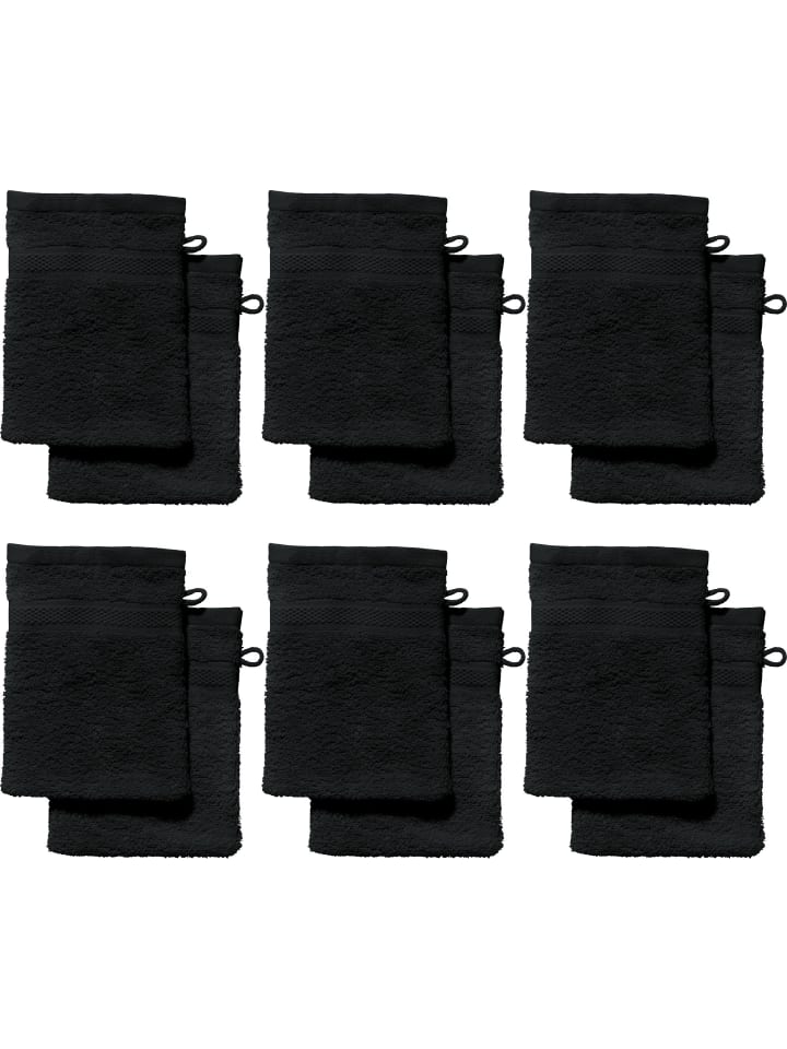 Frottier Waschhandschuh 12er-Pack Chicago in schwarz