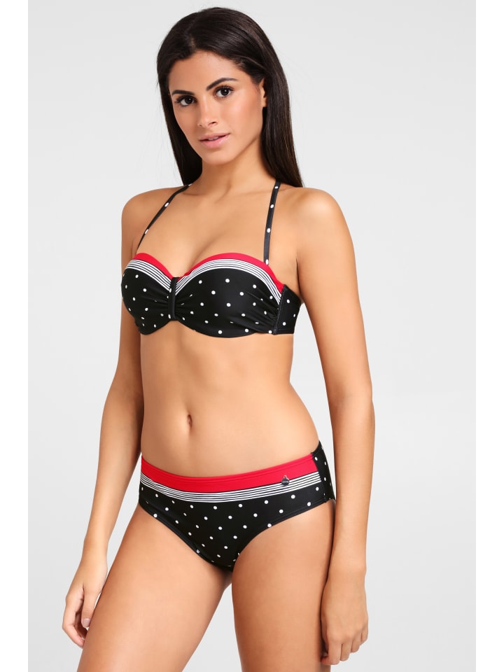 Bandeau-Bikini-Top in schwarz-rot