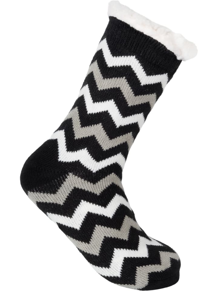 ABS Kuschelsocken Geometrisch in Schwarz-Grau-Weiß