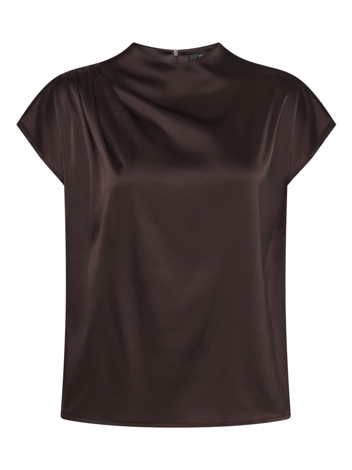 Satin-Bluse mit Kragen in Chocolate Plum