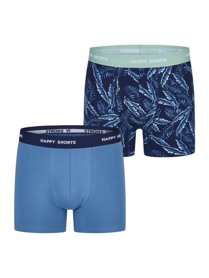 Retro Boxer Jersey in palm print - blue grey