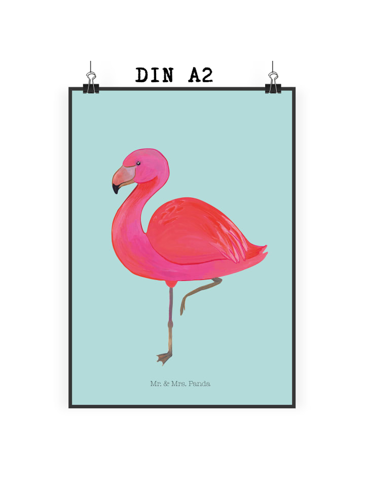 Poster Flamingo Classic ohne Spruch in Türkis Pastell