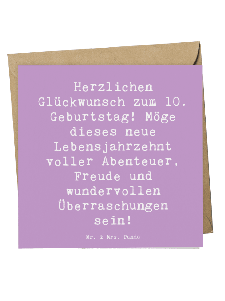 Deluxe Karte 10. Geburtstag mit Spruch in Lavendeltraum