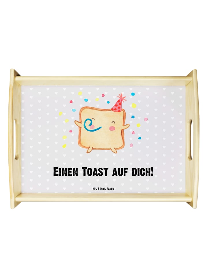 Tablett Toast Party mit Spruch in Grau Pastell