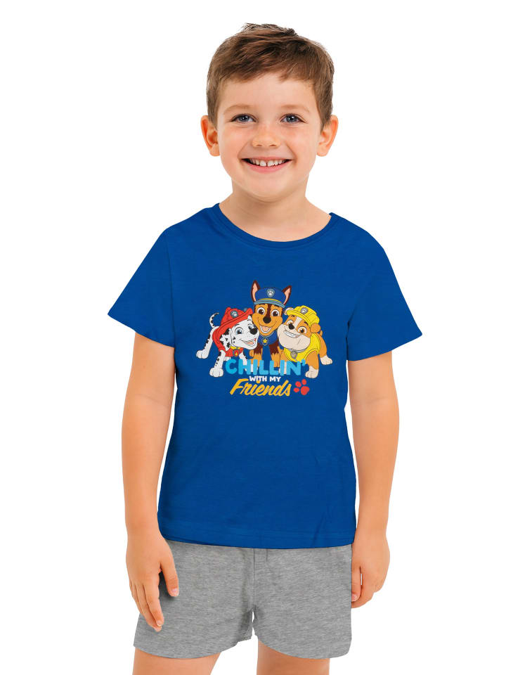 Paw Patrol Schlafanzug Chillin Friends Pyjama Set Kurzarm in blau