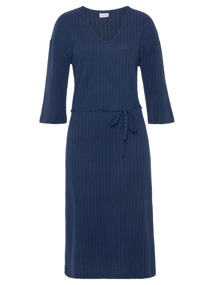 Strickkleid in blau-melange