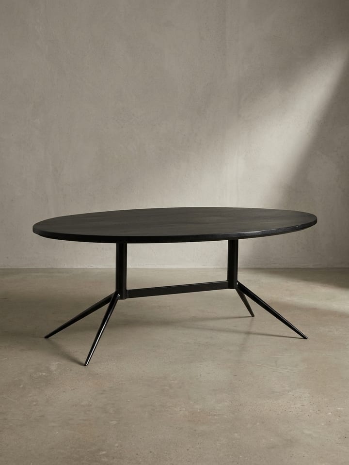 Couchtisch 90x50x35 cm Mango Massivholz Metall Sofatisch Oval