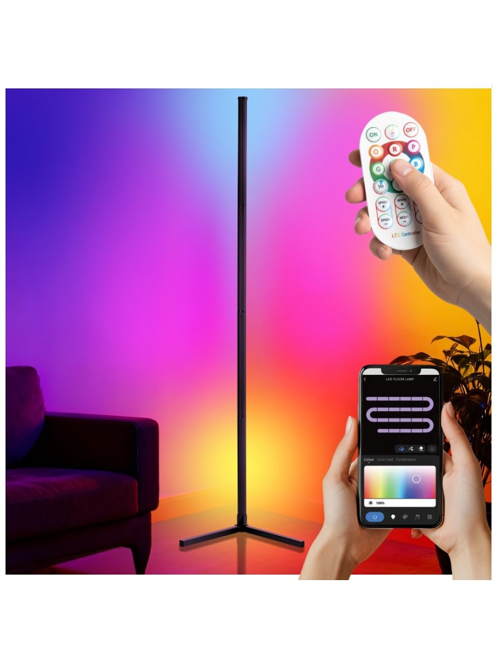 LED-Stehleuchte, Musikmodus, 16 Mio. Farben, über 200 Lichteffekte