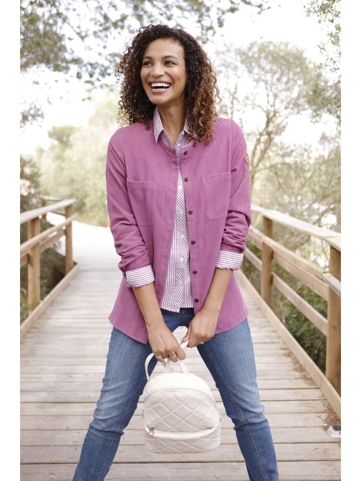 Cord-Bluse in violett