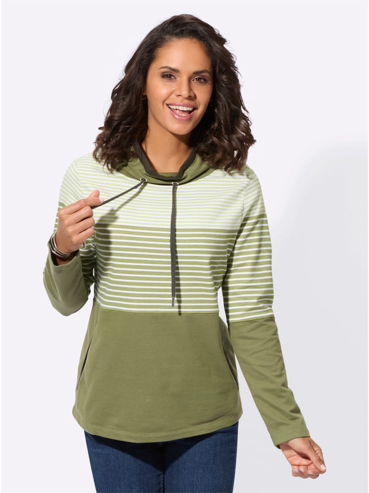 Sweatshirt in schilf-ecru-geringelt