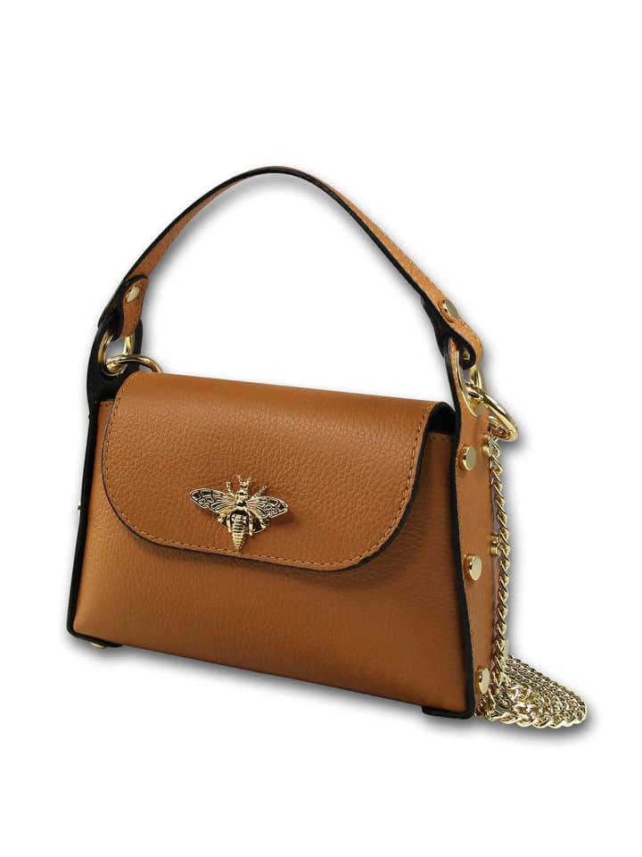 Leder Umhängetasche Toscanto Tasche hellbraun, tan ca. 19cm