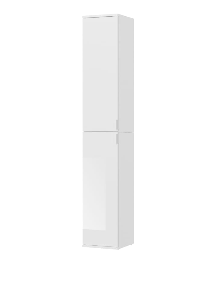 Kleiderschrank weiß Hochglanz 30 cm, Flurschrank mit 6 Fächern