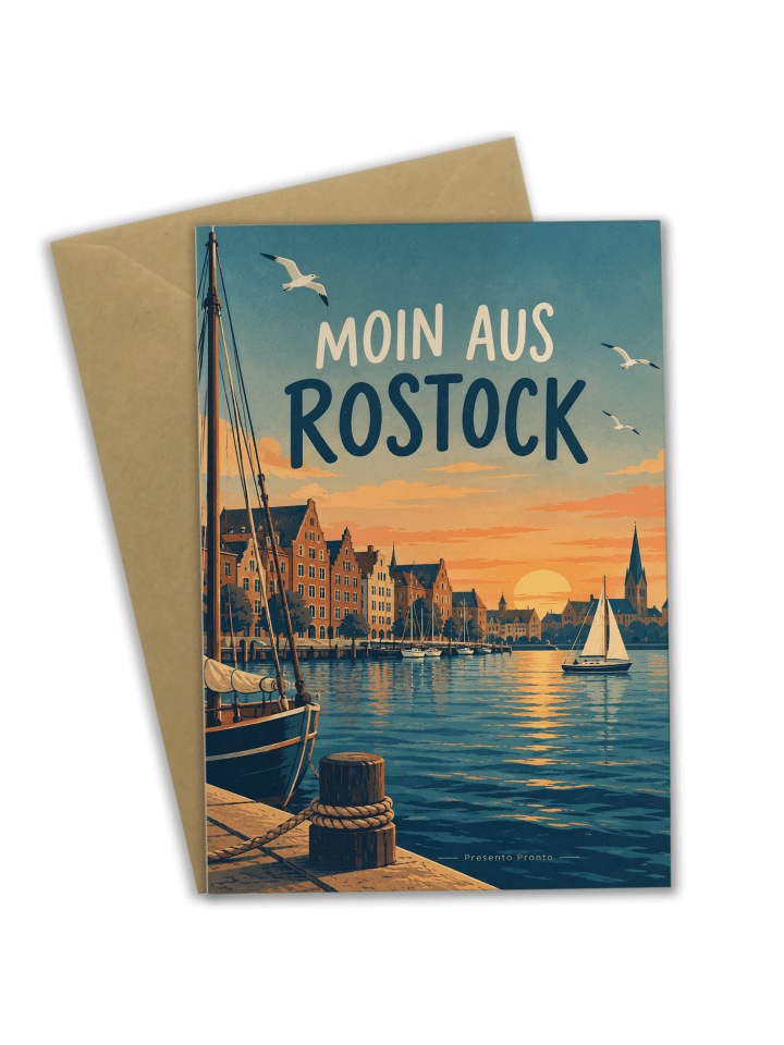 Grußkarte Hafen hanseatisch Design mit Spruch in Weiß