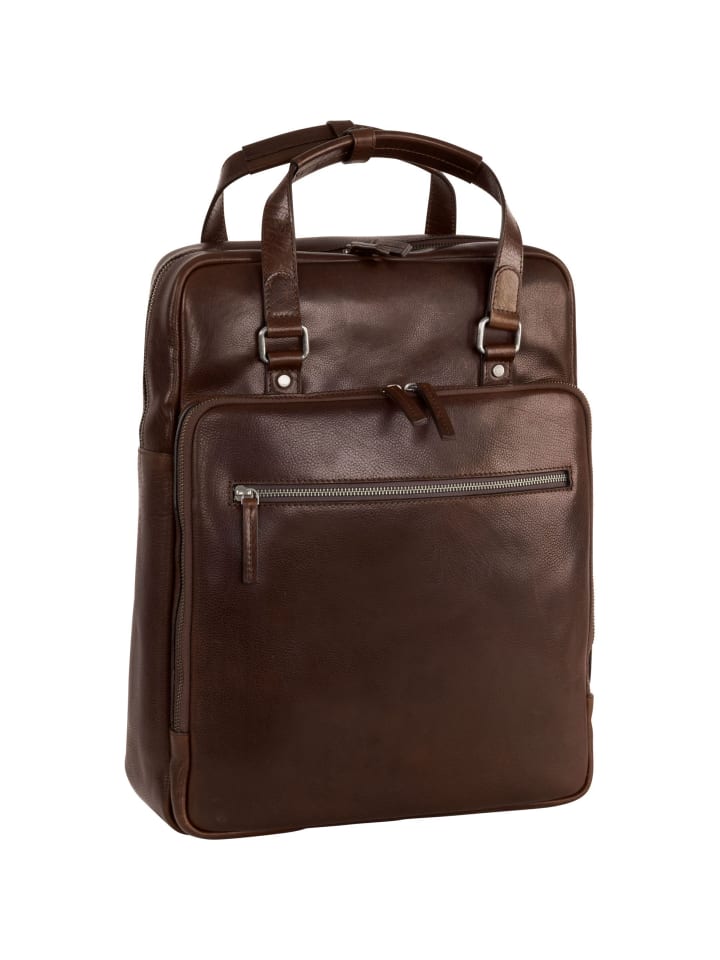 Roma Rucksack Leder 42 cm Laptopfach braun