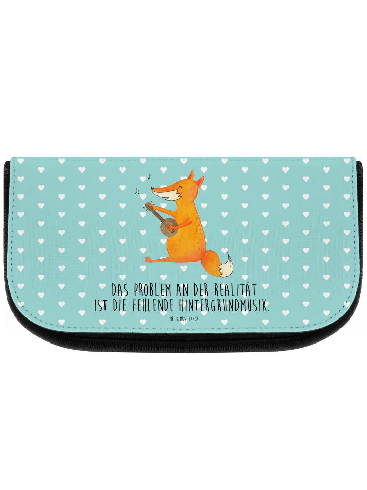 Toiletry Bag Fuchs Gitarre mit Spruch in Türkis Pastell