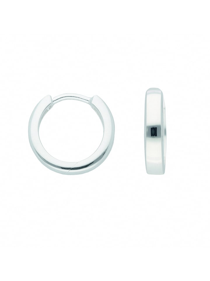 Damen 925 Silber Ohrringe / Creolen Ø 14 mm in silber