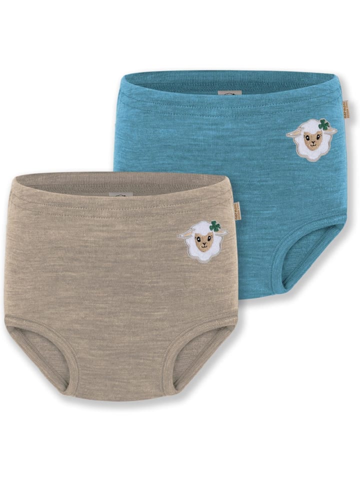 2er Pack Baby Merino Windelhose Tokoroa in Blau/Beige