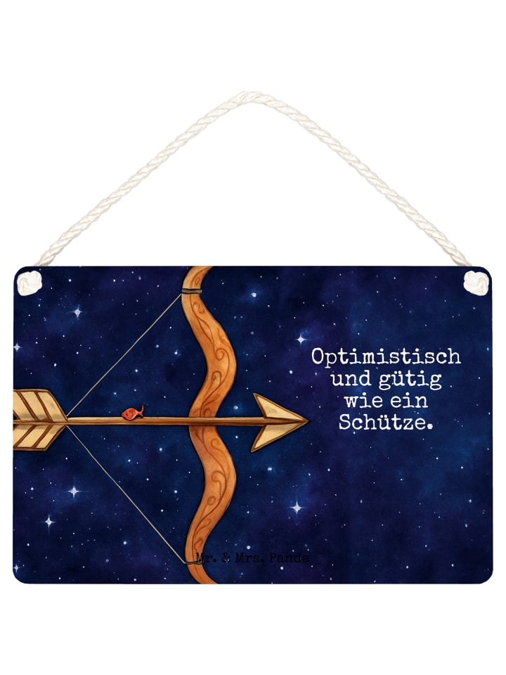 Holzschild Sternzeichen Schütze Design mit Spruch in Weiß