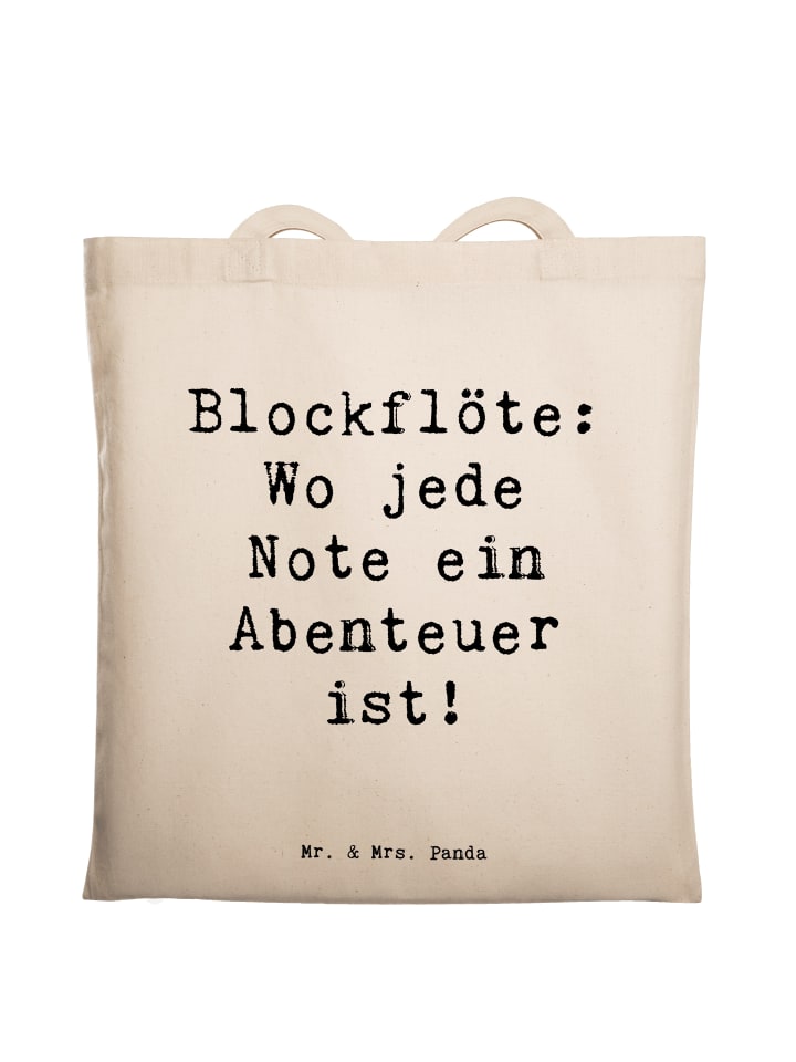 Shopping Tasche Spruch Abenteuer Blockflöte mit... in Creme