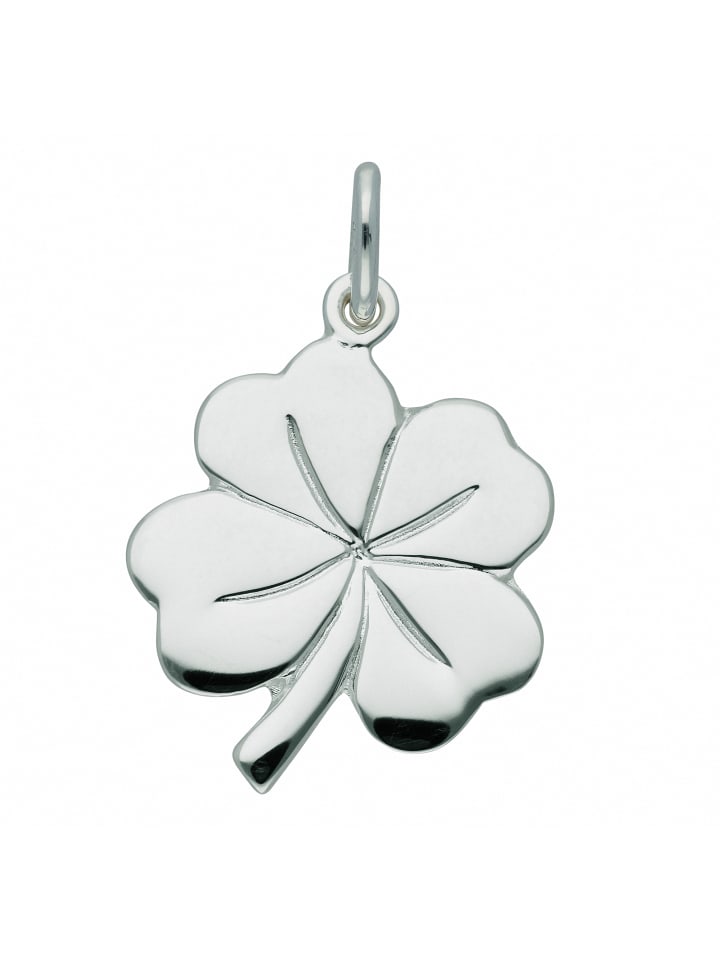 Damen 925 Silber Anhänger Kleeblatt in silber