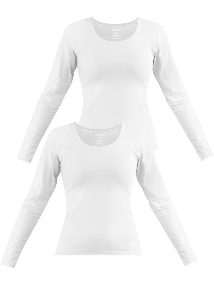2 x Damen Langarmshirt Nimes in Weiß